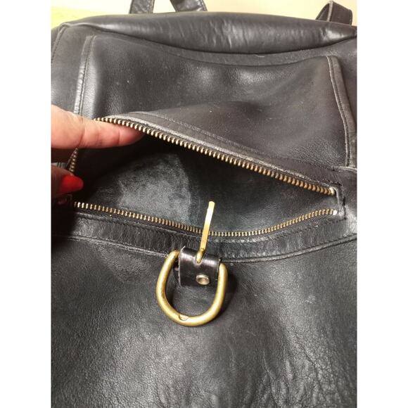 Large Black Leather Backpack/Tote/Carryall - USED - Unbranded - Picture 2 of 9